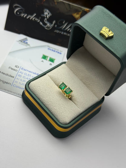 Aretes de oro 18k emerald