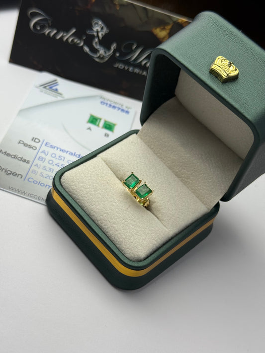 Aretes de oro 18k emerald