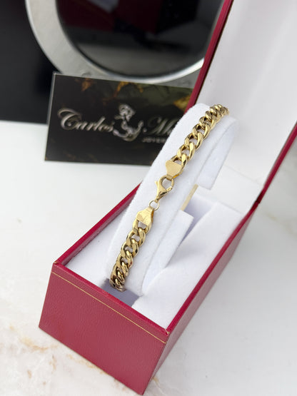 Bracelet cubano con placa en oro 18k