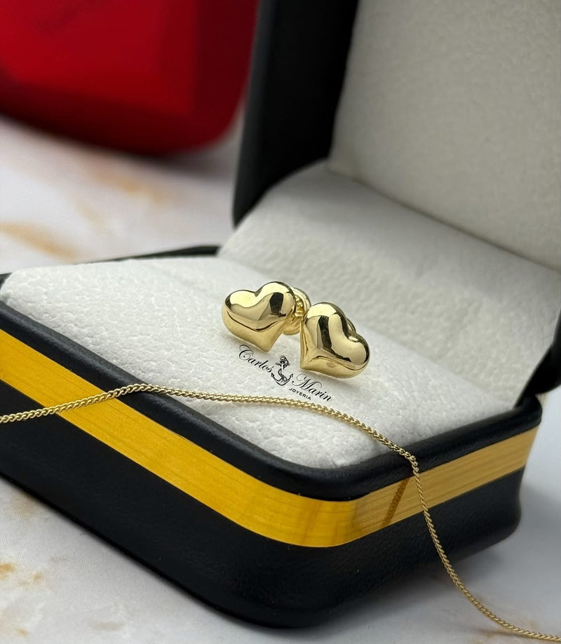 Arete de oro 18k corazón grande